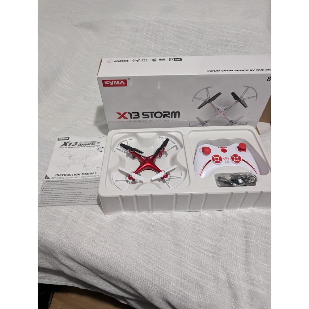 Syma X13 Storm Drone 4 CH Remote Control Quadcopter Red/Blk/White 8+